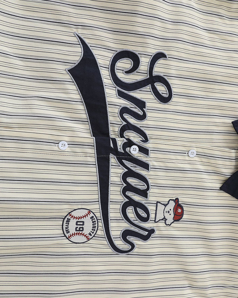 Striped embroidered long-sleeved shirt