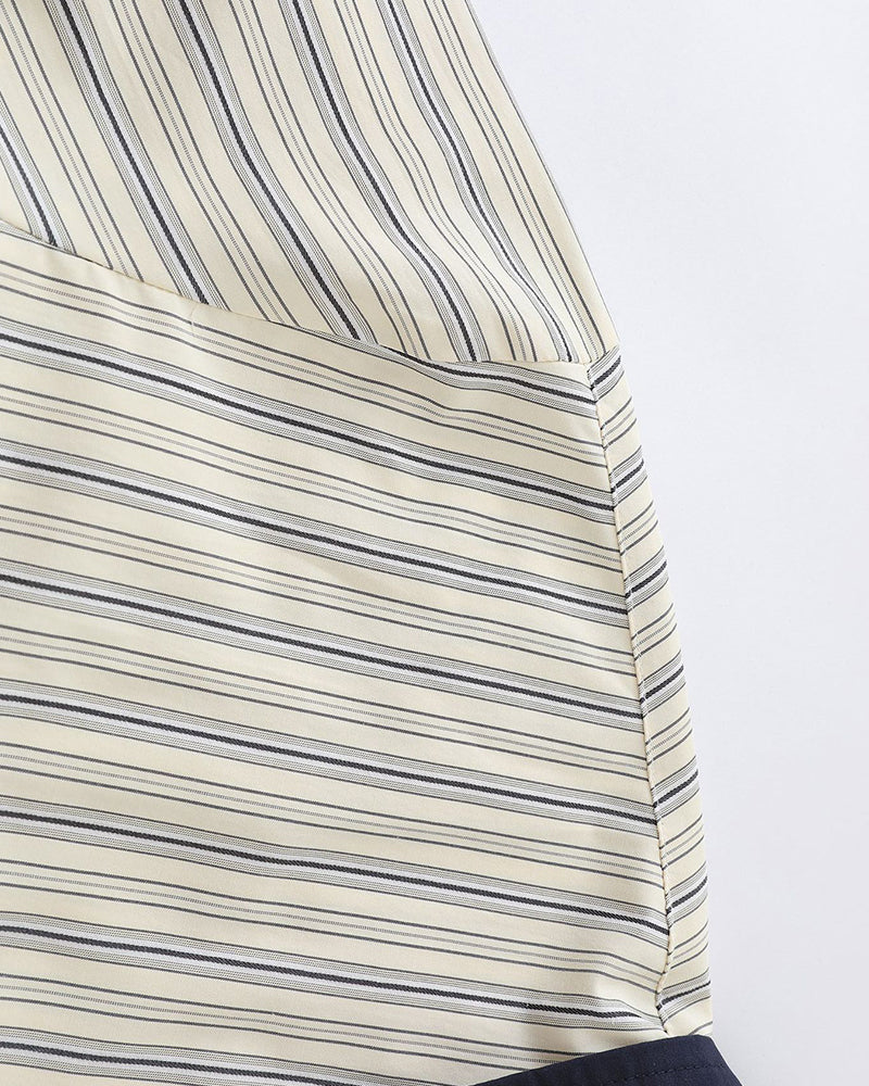 Striped embroidered long-sleeved shirt