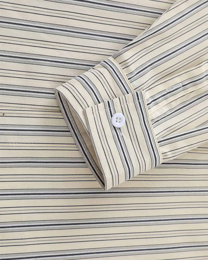 Striped embroidered long-sleeved shirt